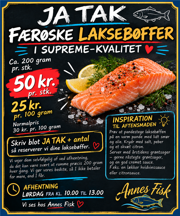 200g færøsk Laksebøffer